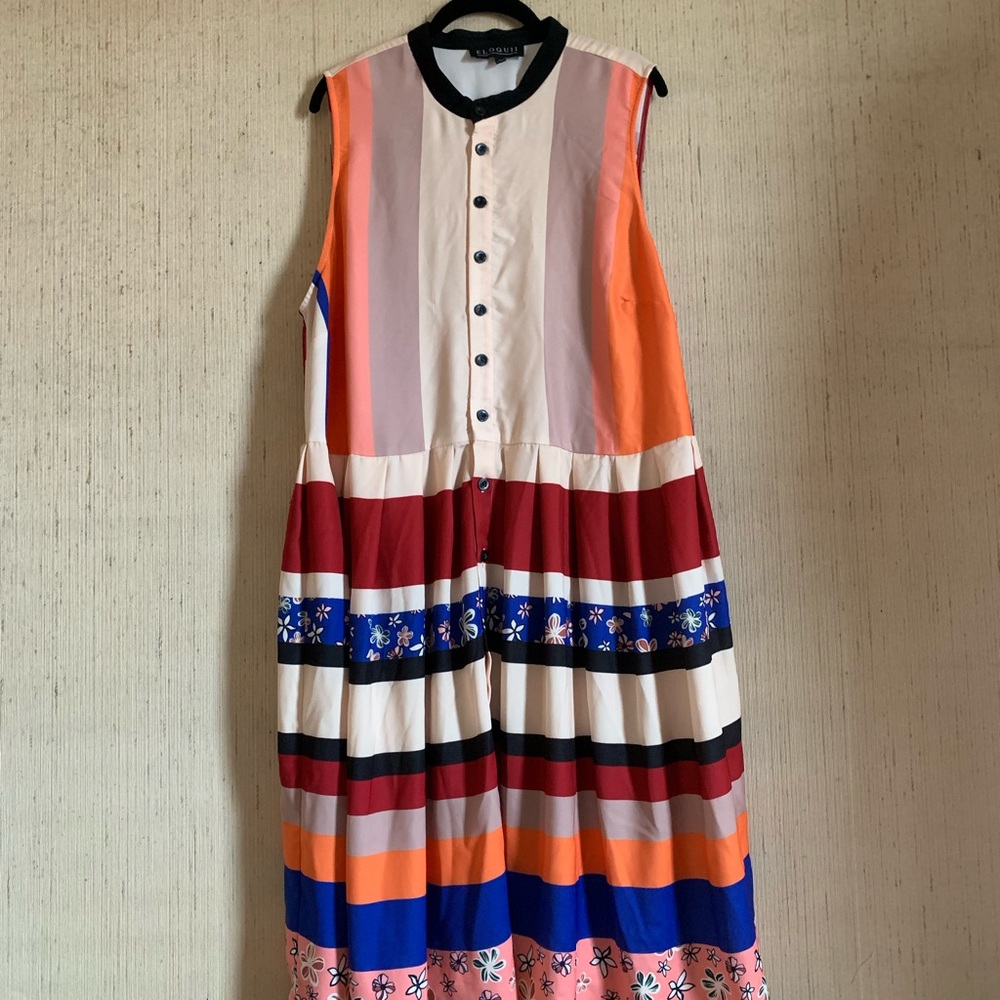 Eloquii mix print shirt dress